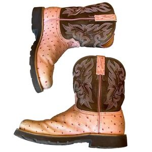 Twisted X Western Cowboy Cowgirl‎ Boots Pink Brown Leather Womens 7.5
